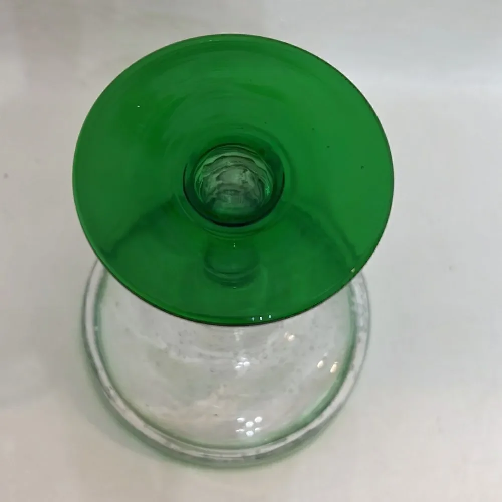 Margarita Glass 12 Ounce Hand Blown Bubble Mexican Heavy Bar Ware Set 3 Green
